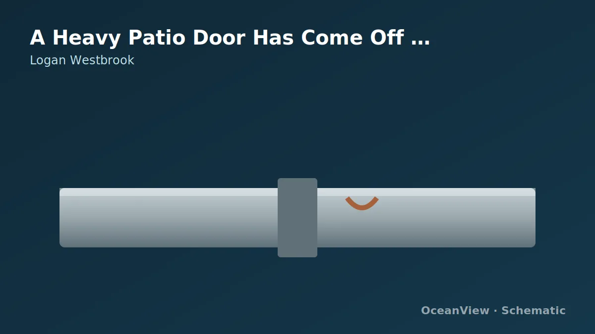 A displaced patio-panel schematic with a stop-use symbol.