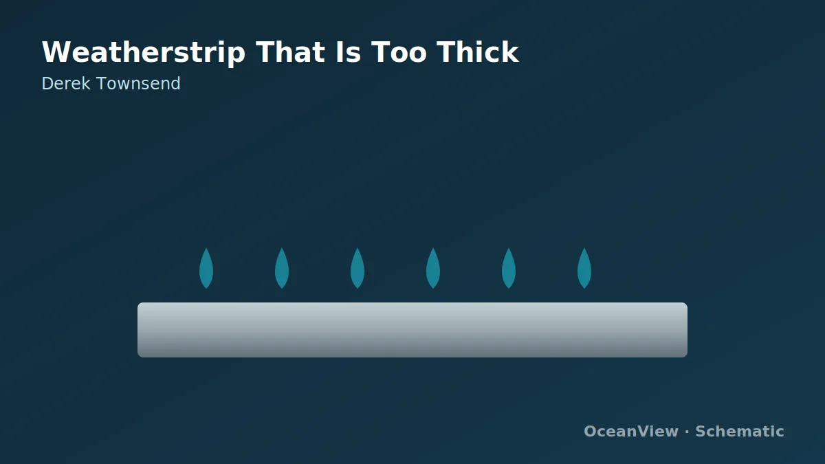 Matched and excessive-contact weatherstrip profiles beside panel edges.