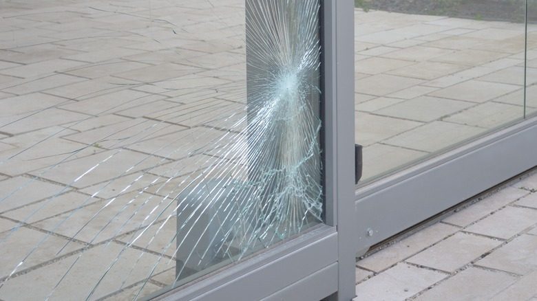 Broken sliding door glass